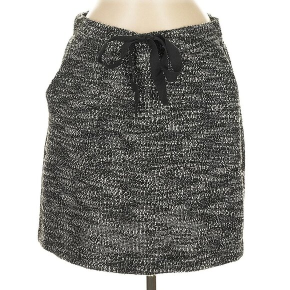 ANN TAYLOR LOFT Petites Boucle Pocket Drawstring Skirt Black White PETITE Small - Picture 3 of 14